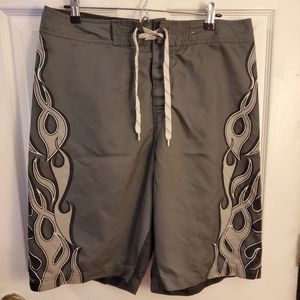 Old Navy board shorts black flames L